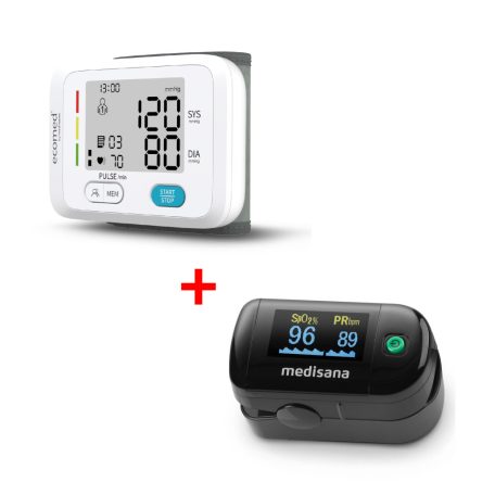 MEDISANA Ecomed BW-83E Csuklós vérnyomásmérő + PM 100 Pulzoximéter, fekete