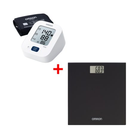 OMRON M2+ felkaros vérnyomásmérő + HN-289 fekete személymérleg