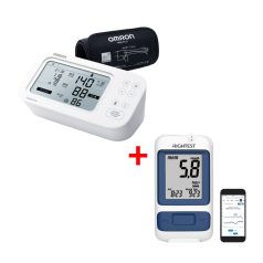   OMRON M6 Comfort AFib vérnyomásmérő + BIONIME GM280B okos vércukormérő