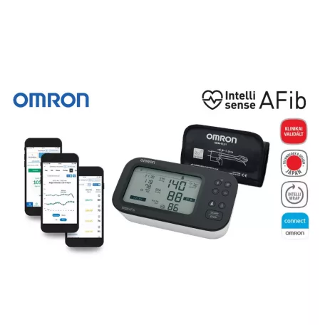 OMRON M7 Intelli IT AFib felkaros okos-vérnyomásmérő pitvarfibrilláció (Intellisense AFib) üzemmóddal